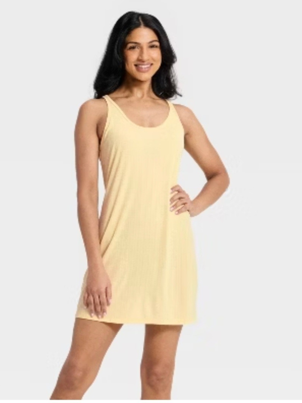 Auden Ribbed Tank Pajama Dress in Pale Yellow